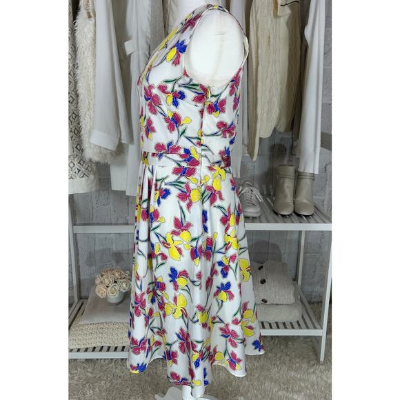 Banana Republic Women's Size 6 Cream Multicolor Floral Fit & Flare Dress #0438 - Picture 2 of 10